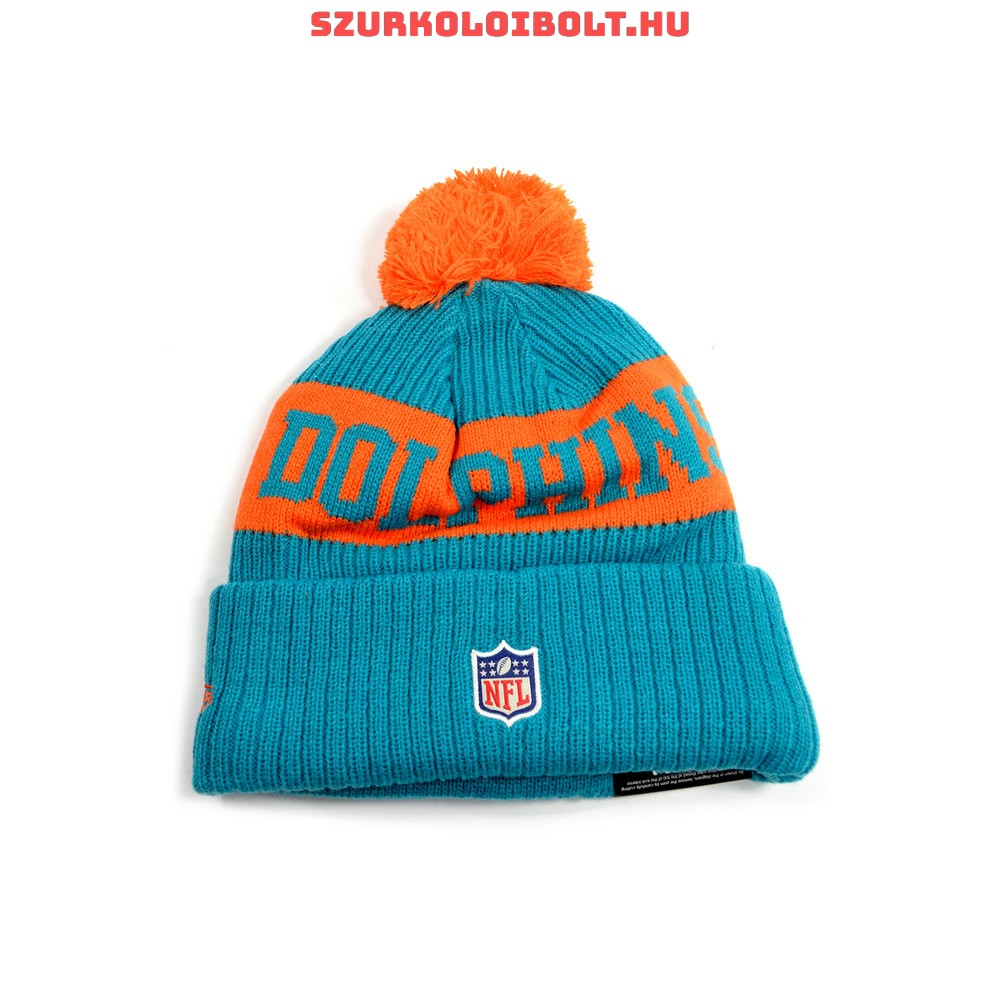 Miami Dolphins New Era 2023 Aqua Sideline Cuffed Knit Hat with Pom