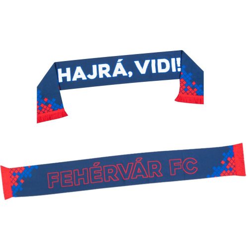 Double-Sided Blue Supporter Scarf with “Hajrá, Vidi!” and “Fehérvár FC” Text – For Fehérvár FC Fans