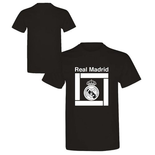 Real Madrid Black T-Shirt with White Logo and Text