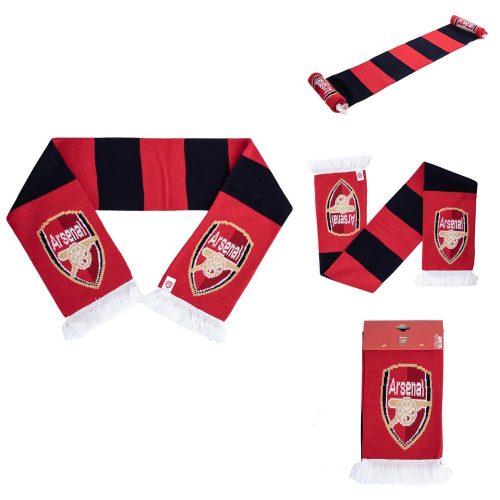 Arsenal FC Contrast Bar Scarf – Red & Navy Fan Scarf with Club Crest