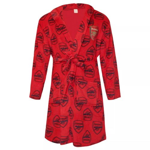 Arsenal F.C. Men's Red Dressing Gown – Fleece Hooded Robe with Club Crest