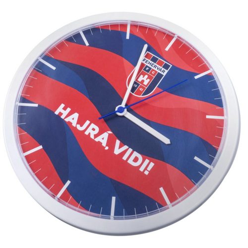 Fehérvár FC Red-Blue Wall Clock with “Hajrá, Vidi!” Text – The Perfect Fan Room Accessory!