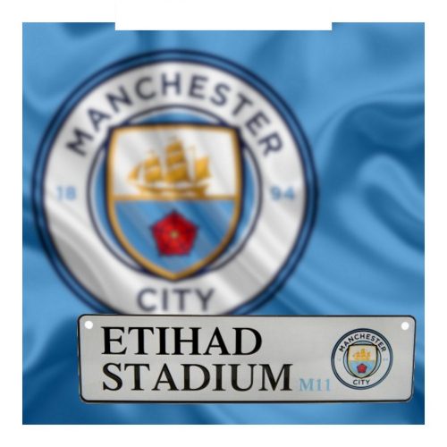 Manchester City FC Football Club Crest Metal Window Sign