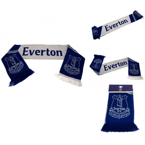 Everton FC Scarf – Royal Blue and White Knit Scarf with Club Crest and Fringe – Official Licensed Product